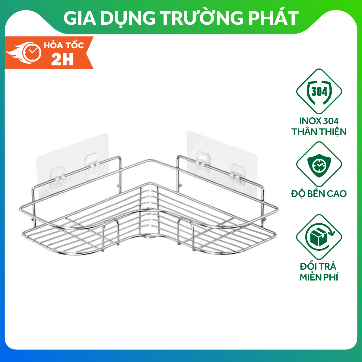 Kệ Góc INOX 304 Treo Dán Góc Tường Nhà Tắm Nhà Bếp