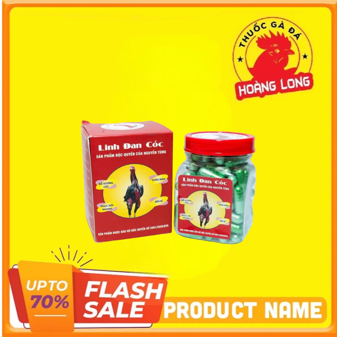 LINH ĐAN CÓC chắc khỏe gân cốt, gân gối dẻo dai cho gà đá, gà đòn, gà tre 1 HỘP 120 VIÊN