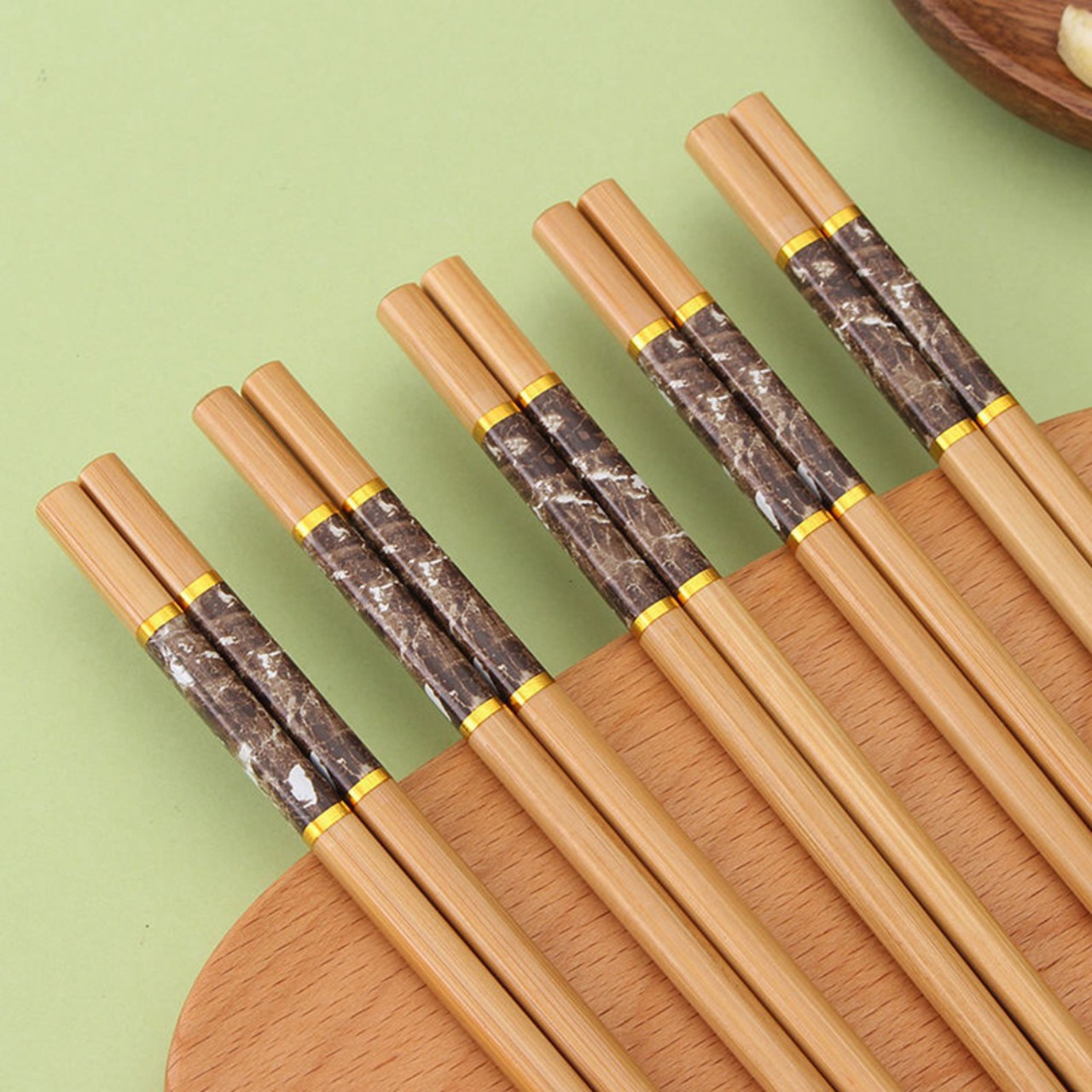 Sét 10 Đôi Đũa Tre Vân Đá, Đũa Ăn Cơm Cao Cấp Chống Ẩm Mốc, Không Trơn, Không Hóa Chất An Toàn Cho Người Sử Dụng, TGTI38