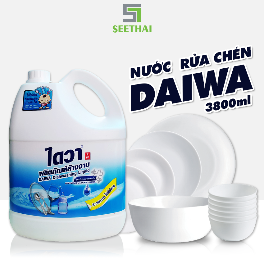 Nước rửa chén không mùi Thái Lan DAIWA không nhờn rít làm sạch vết dầu mỡ