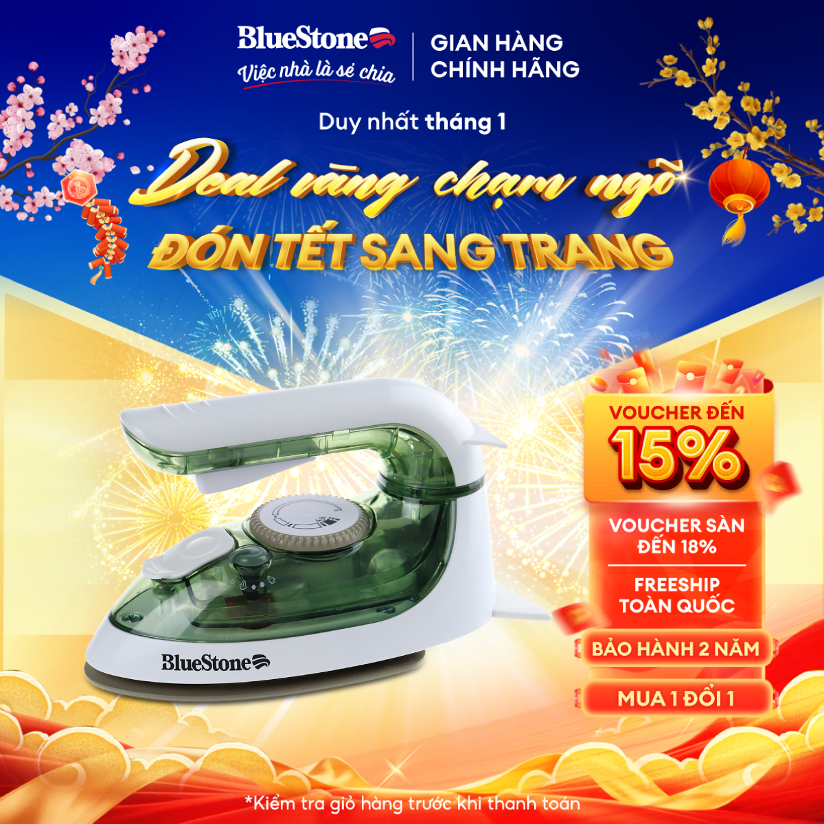 Bàn Ủi Hơi Nước Du Lịch Mini BlueStone SIB-3819 (1200W) - Mặt đế Ceramic cao cấp chống dính - Bảo hành 24 tháng -  Hàng Chính Hãng