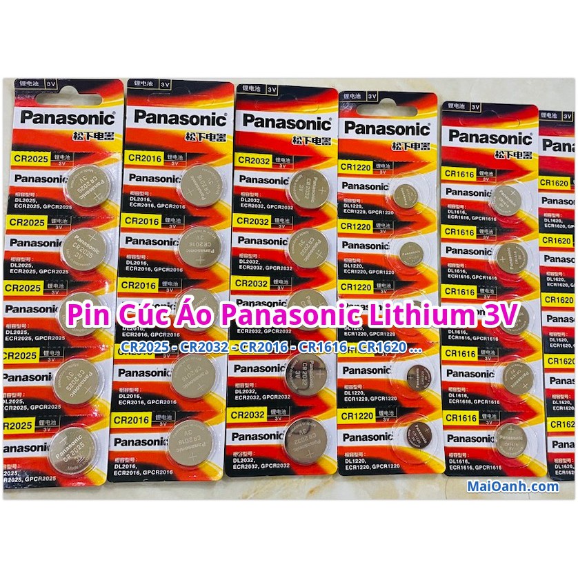 Vỉ 5 Viên Pin Panasonic CR2032 / CR2025 / CR2016 / CR1632 / CR1220 / CR1620 / CR1616 Pin 3V Lithium Made in Indonesia