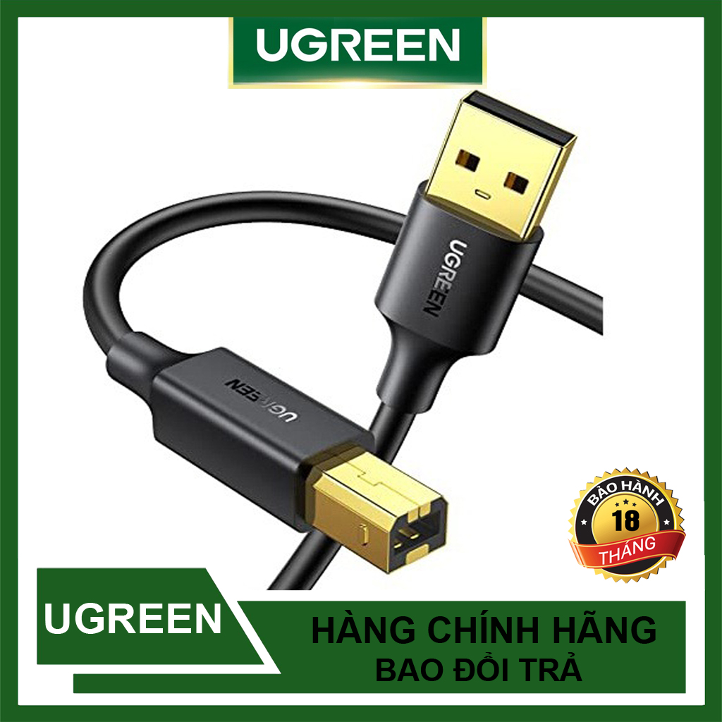 Cáp máy in usb 2.0 am to bm ugreen us104 us135 us369 tốc độ 480mbps chống nhiễu - chính hãng