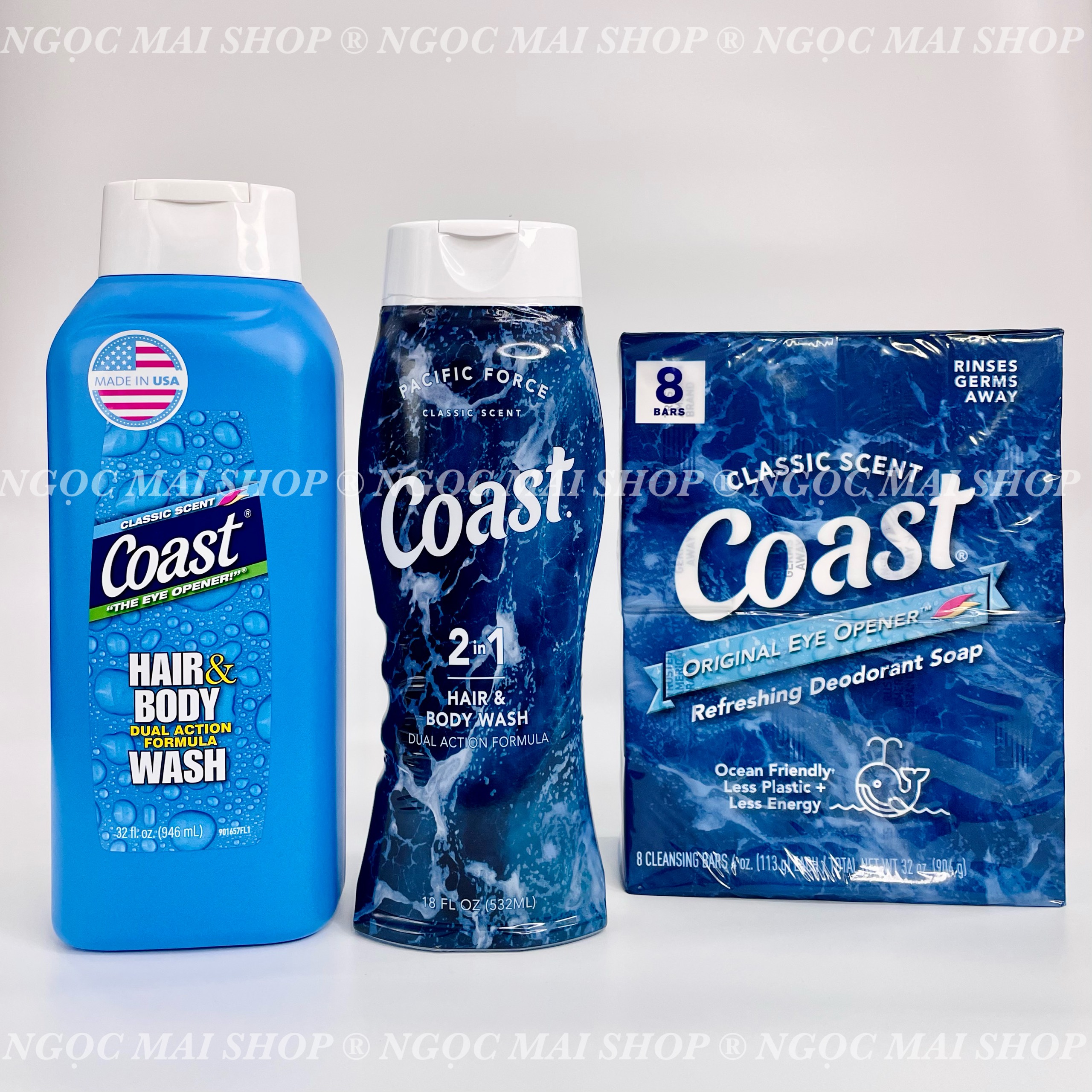 Tắm gội nam coast mỹ 946ml + 532ml