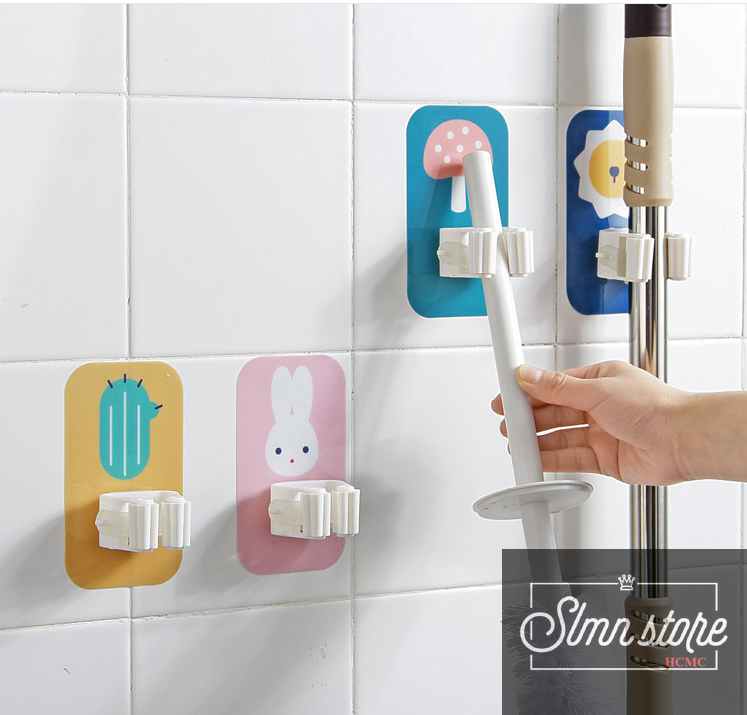 [HCM]Móc dán tường treo chổi treo cây lau nhà hoạt hình siêu dễ thương siêu dính thông minh