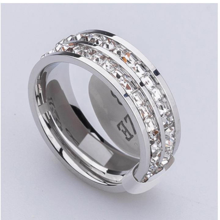 Nhẫn 2 Hàng Kim Cương Titan Ko đen TT 523