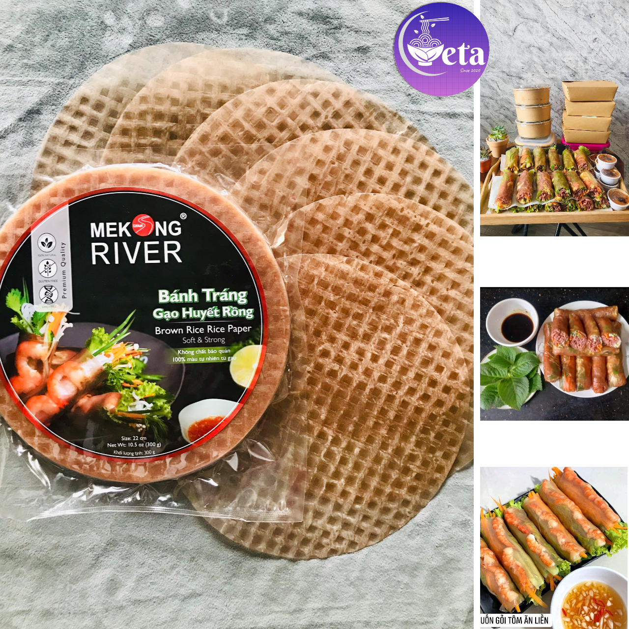 Bánh Tráng Gạo Lứt Huyết Rồng MeKong River 16cm 300g, gạo lức thơm dẻo - eatclean, thực dưỡng, giảm cân - hcm, đồng nai