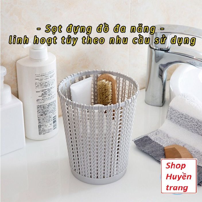 Sọt nhựa đan mây hiện đại đựng đồ đa năng Việt Nhật – Sọt rác văn phòng đa năng