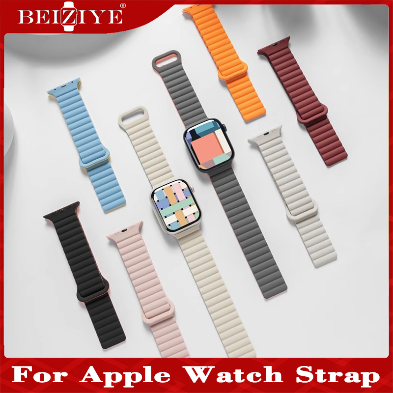 Dành dây đeo for apple watch series 10 9 8 7 6 SE 5 4 band 40mm 41mm 42mm 46mm 44mm 45mm Dây đeo silicon Vòng tay cao su khóa nam châm for iwatch Ultra / ultra 2 49mm dây đeo đồng hồ nghệ thuật