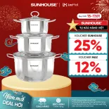 [NEW 2025] Bộ Nồi Inox Đáy 5 Lớp Ứng Dụng Công Nghệ Impact Chính Hãng Sunhouse Healthy SHG788E/SHG788, Phù Hợp Cho Mọi Loại Bếp; An Toàn Cho Người Dùng