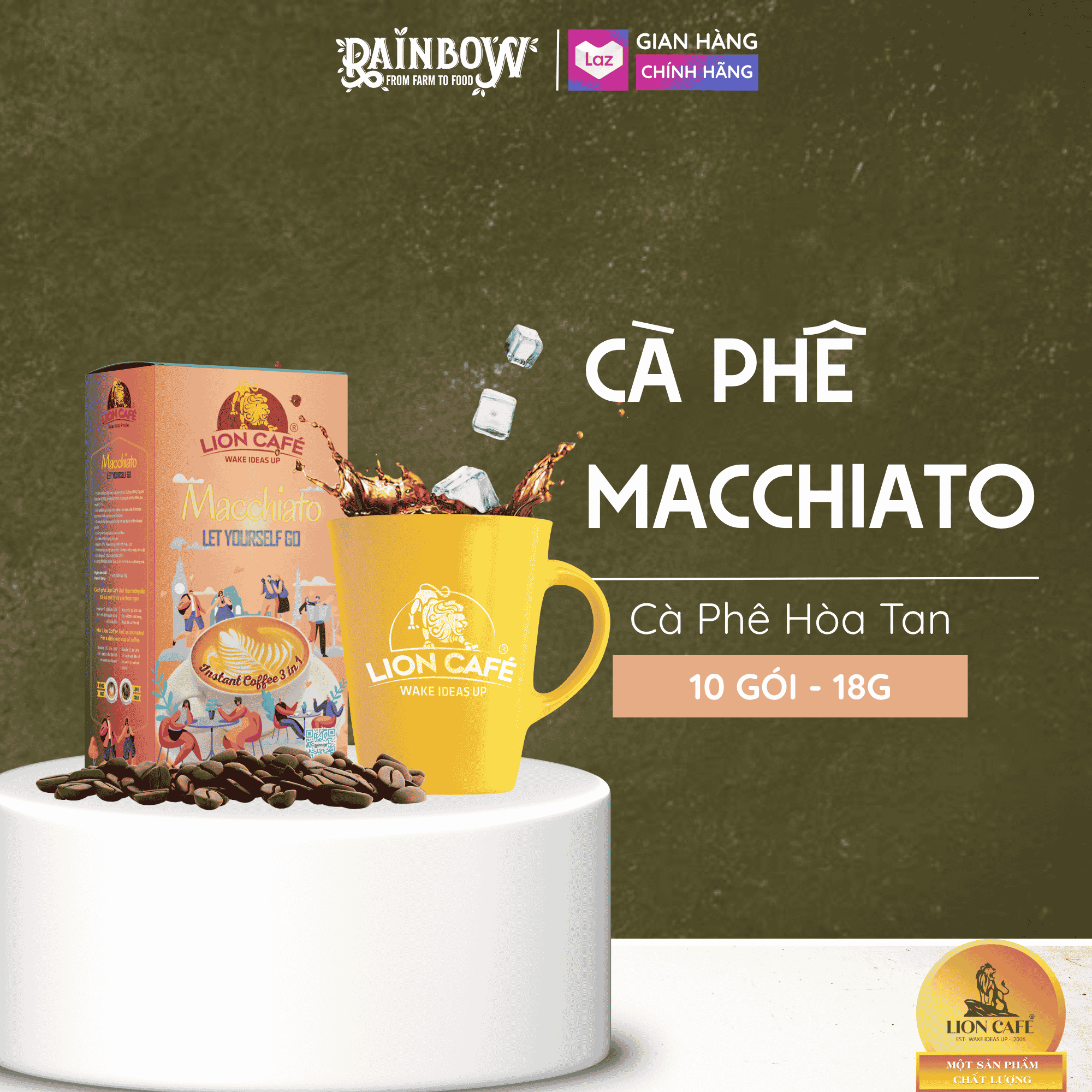 Lion cafe - cà phê hòa tan 3in1 - cà phê macchiato - hộp 180g