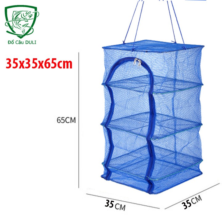 Lồng lưới phơi thực phẩm Lồng lưới treo 4 tầng để phơi cá khô có thể xếp gọn