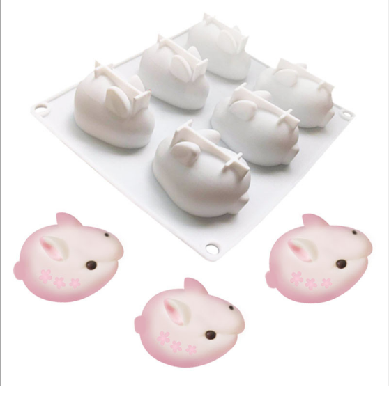 [HCM]Khuôn silicon hình 6 chú thỏ xinh xắn
