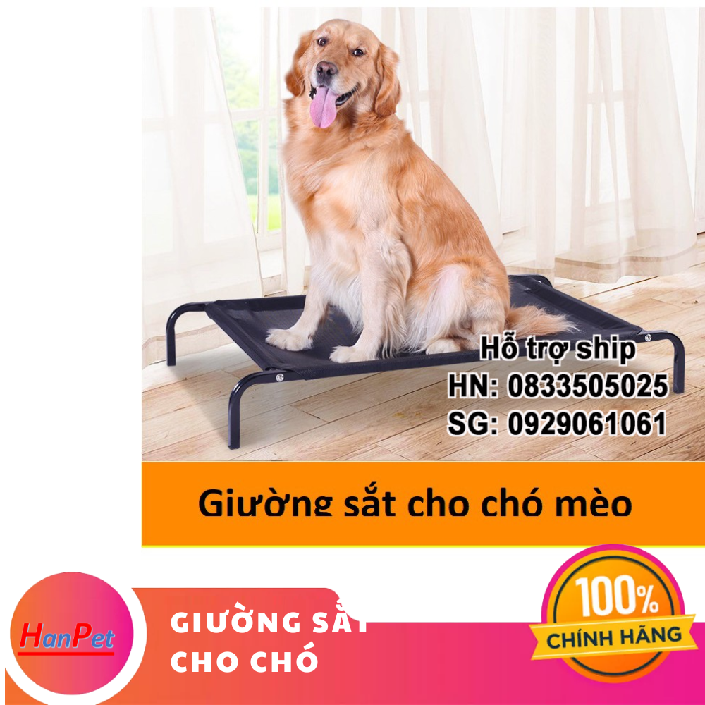 Hanpet - Giường chó mèo khung sắt có thể gấp gọn / giường nằm chó/ giường ngủ có thể dùng cho thú cưng / giường ngủ chó mèo chịu lực / nhà chó / nệm mèo / nhà giường nệm chó mèo