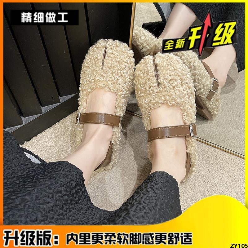 Phiên Bản Hàn Quốc Của Doudou Năm Ngón Chân Nhung Chia Giày Đơn Thu Đông Lông Lợn 2023 Giày Đi Ngoài Nữ Haodun Dễ Phối Cộng Với Giày Mới