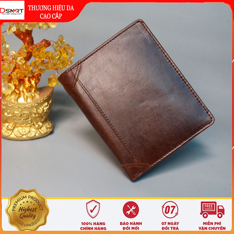 Ví nam, ví da nam cao cấp Ds01, bóp da nam, ví dáng đứng nhiều ngăn đựng tiền đựng thẻ, ví nam nhỏ gọn da bò thật,ví da bò thật, ví da giá rẻ bảo hành 12 tháng chính hãng - Dsmart Store