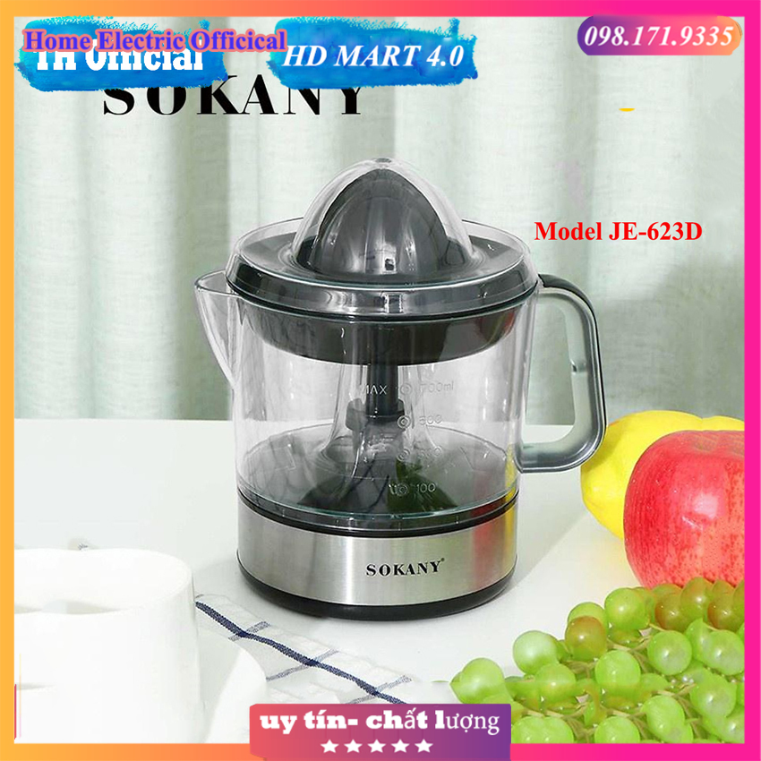 Máy vắt cam tự động bằng điện, máy vắt cam sokany je-623d dung tích 700ml, bảo hành 12 tháng