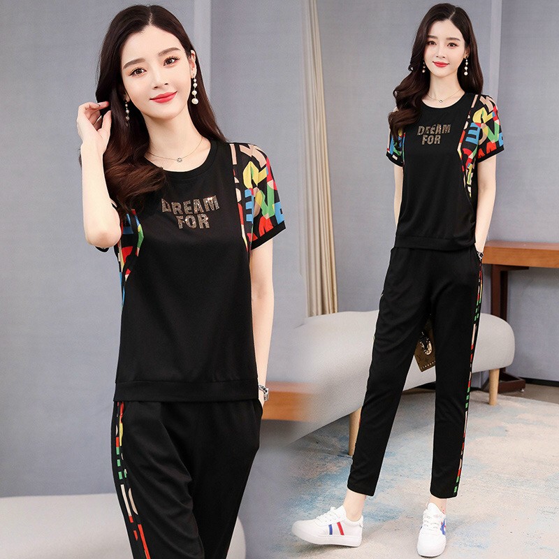 Bộ thun thể thao phối chữ màu dreamfor