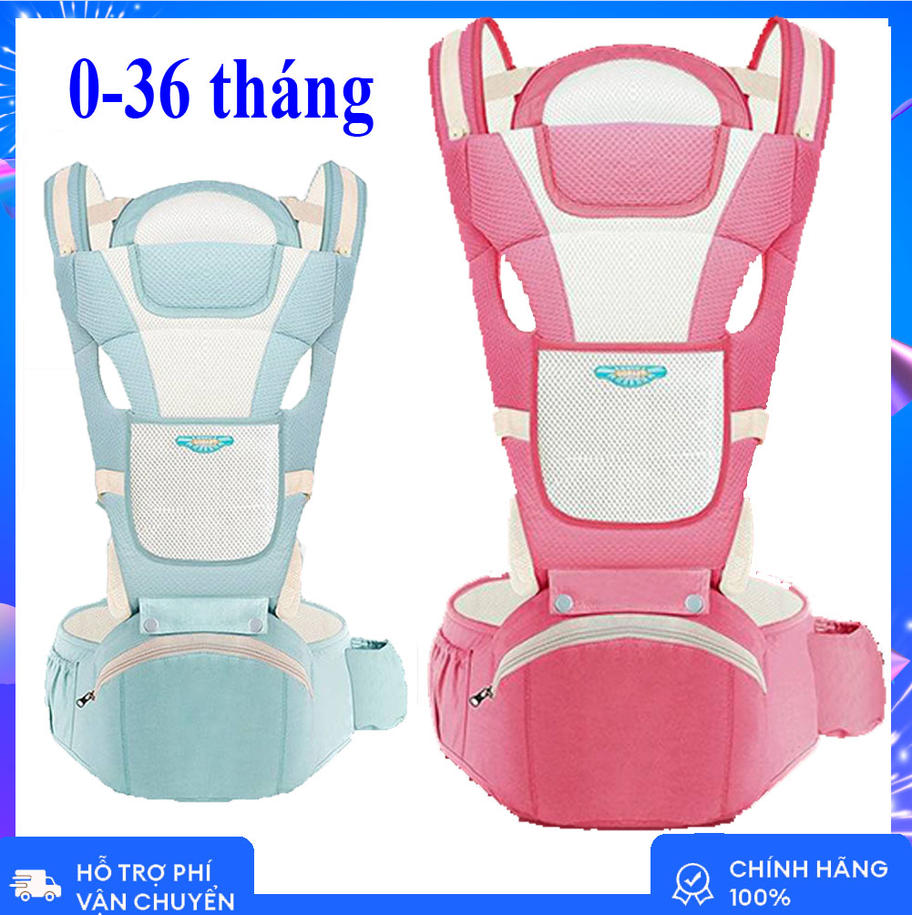 Địu em bé cao cấp có ghế (bệ ngồi) chống gù, đai địu ngồi trẻ em nhiều tư thế êm ái thỏa mái cho mẹ và bé, điệu êm giúp cha mẹ không bị đau vai lưng khi ăm con lâu