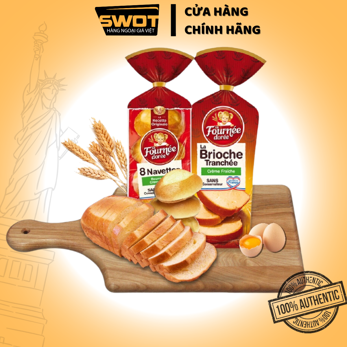 Combo 2 túi bánh mì Mini và bánh mì Sandwich Pháp La Fournee Doree 500g, Bánh mì Pháp dẻo dai thơm ngon thượng hạng