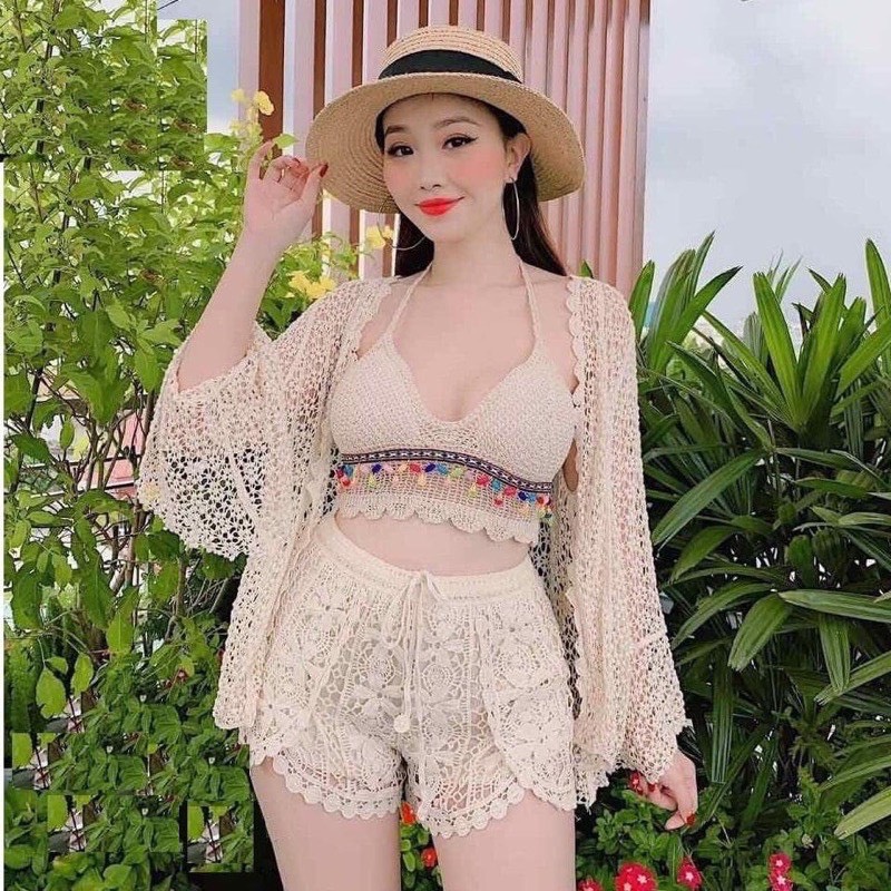 Sét bikini đi biển 3 món bộ đồ bơi đi biển