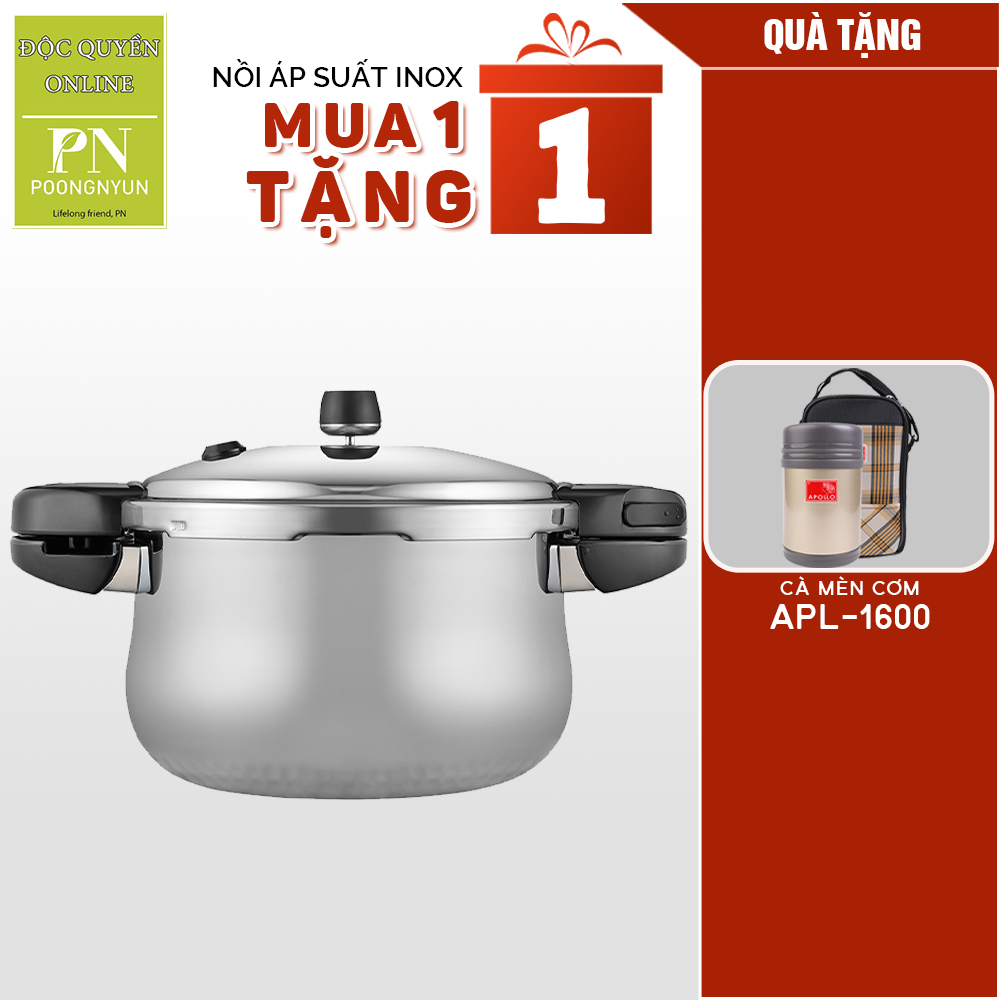 Nồi áp suất Inox IH hiệu PN HNHPC-10(IH) [6.0L] - Tặng Hộp cơm giữ nhiệt Apollo APL-1600