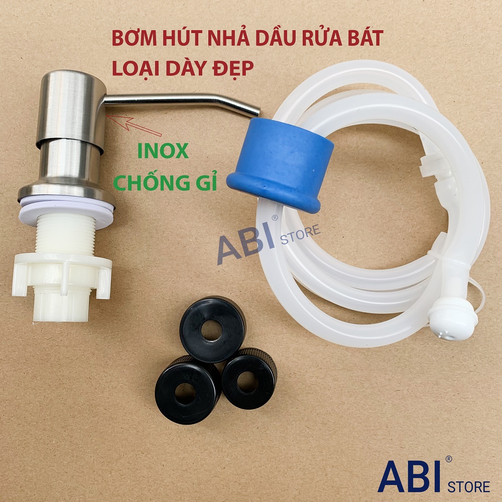 Bơm hút dầu rửa bát loại nhiều nắp đầu bơm inox hàng đẹp, Vòi hút nước rửa chén gắn chậu
