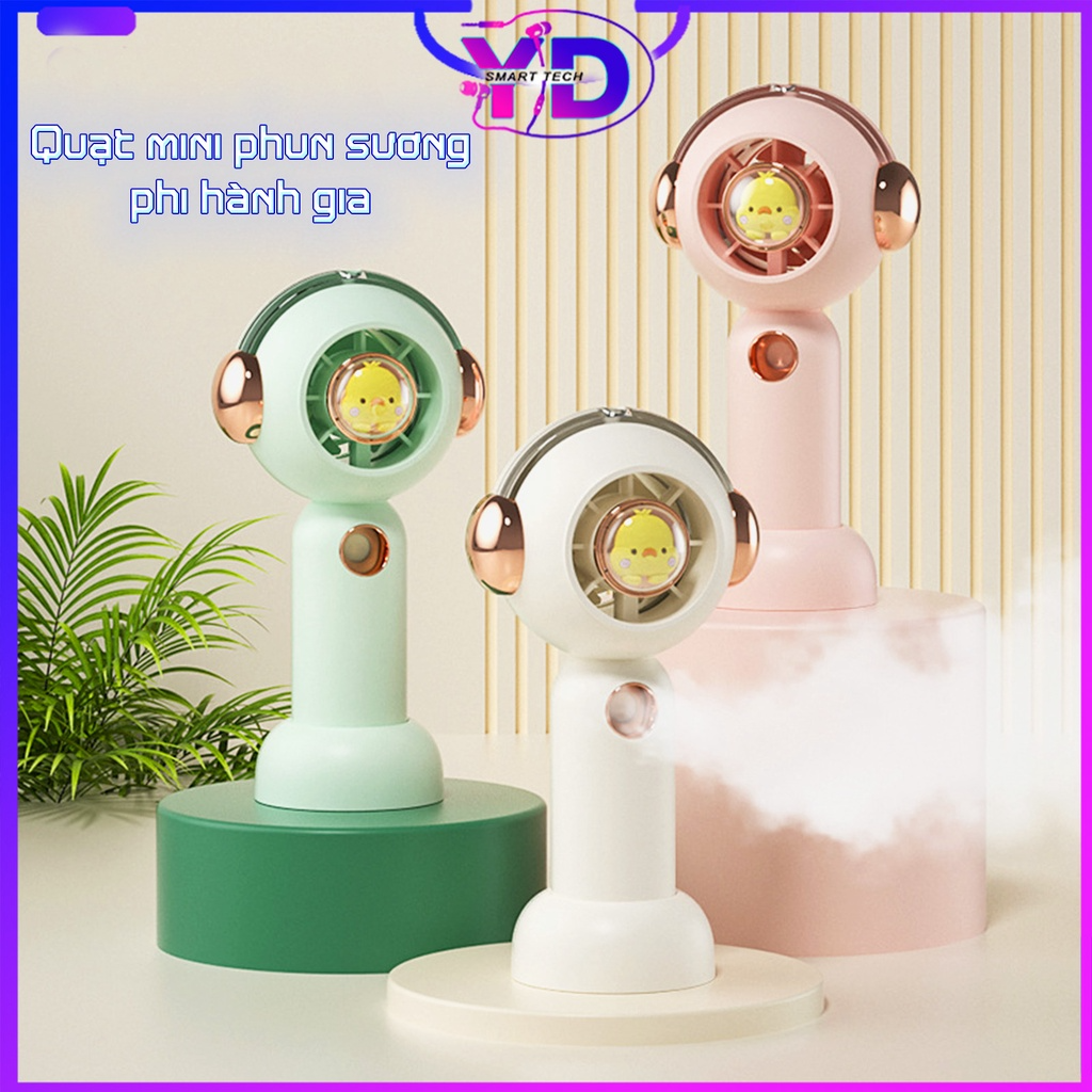 Quạt mini phun sương tự đông Ydu siêu mát 3 tốc độ gió, quạt cầm tay phi hành gia cute, quạt tích điện nhỏ gọn