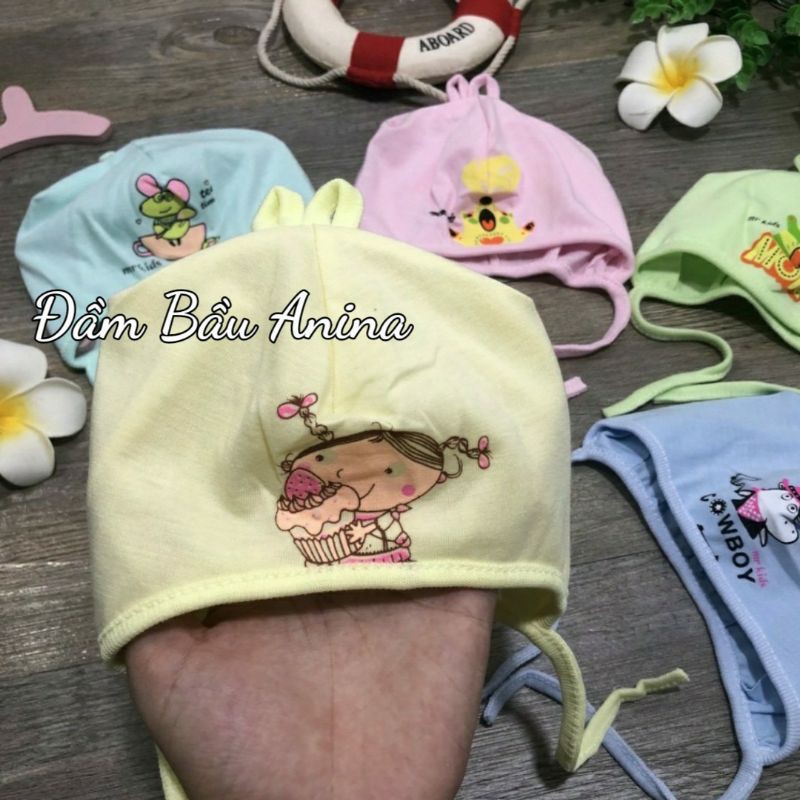 Mũ sơ sinh buộc dây cho bé phiên bản 2020