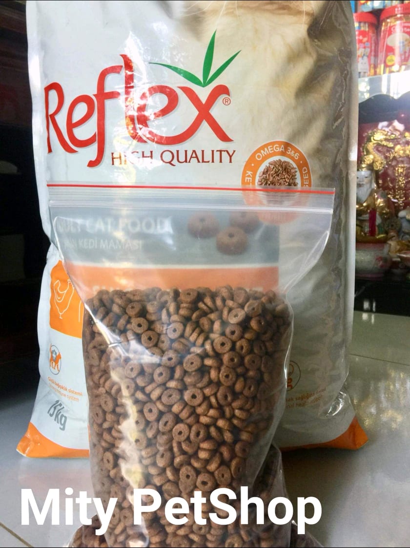 Thức ãn Hạt Khô Cho Mèo REFLEX . Túi chiết 1 kg .Đảm bảo Hạt Date mới , ngon chiết từ Bao lớn .Không pha Hạt . Phát hiện sai Hạt, Shop hoàn tiền gấp đôi .