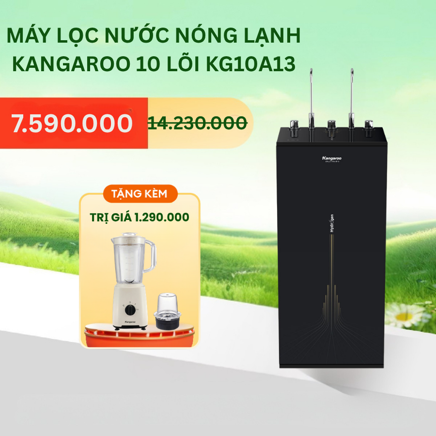[LẮP ĐẶT MIỄN PHÍ] Máy lọc nước RO nóng nguội lạnh Hydrogen Kangaroo KG10A13 10 lõi