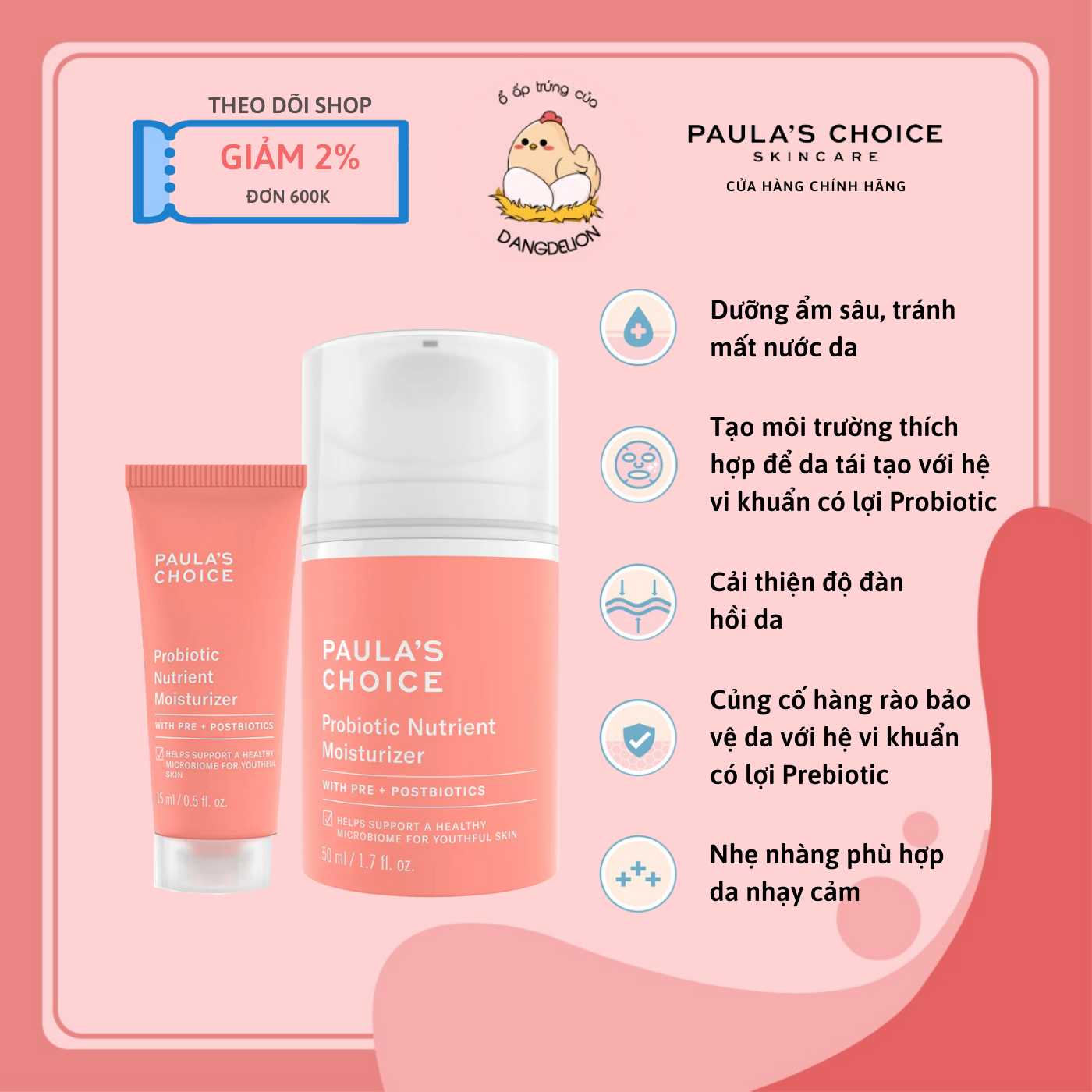 Kem dưỡng ẩm giàu lợi khuẩn tế bào Paula's Choice Probiotic Nutrient Moisturizer