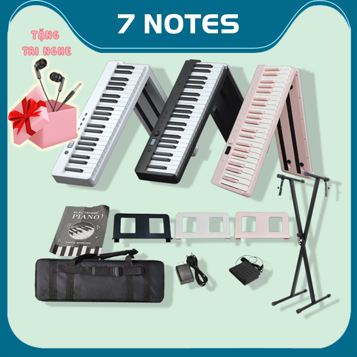 [Tặng Tai Nghe] Đàn Piano Gấp 88 Phím Cảm Ứng Lực Bora BX-20 Kết Nối Bluetooth Phím Bấm Nặng