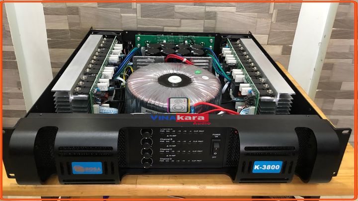 Cục đẩy công suất 4 kênh bosa k-3800 800w x 4 kênh đẩy khỏe âm thanh lực tặng kèm 2 dây canon cao cấp