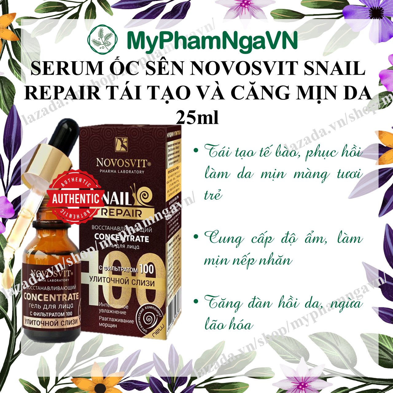 Serum novosvit repair snail 100 tinh chất ốc sên trẻ hóa làn da