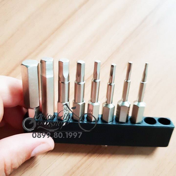 Mũi vít lục giác, bộ 8 đầu lục giác dài 50mm cho khoan và máy bắt vít