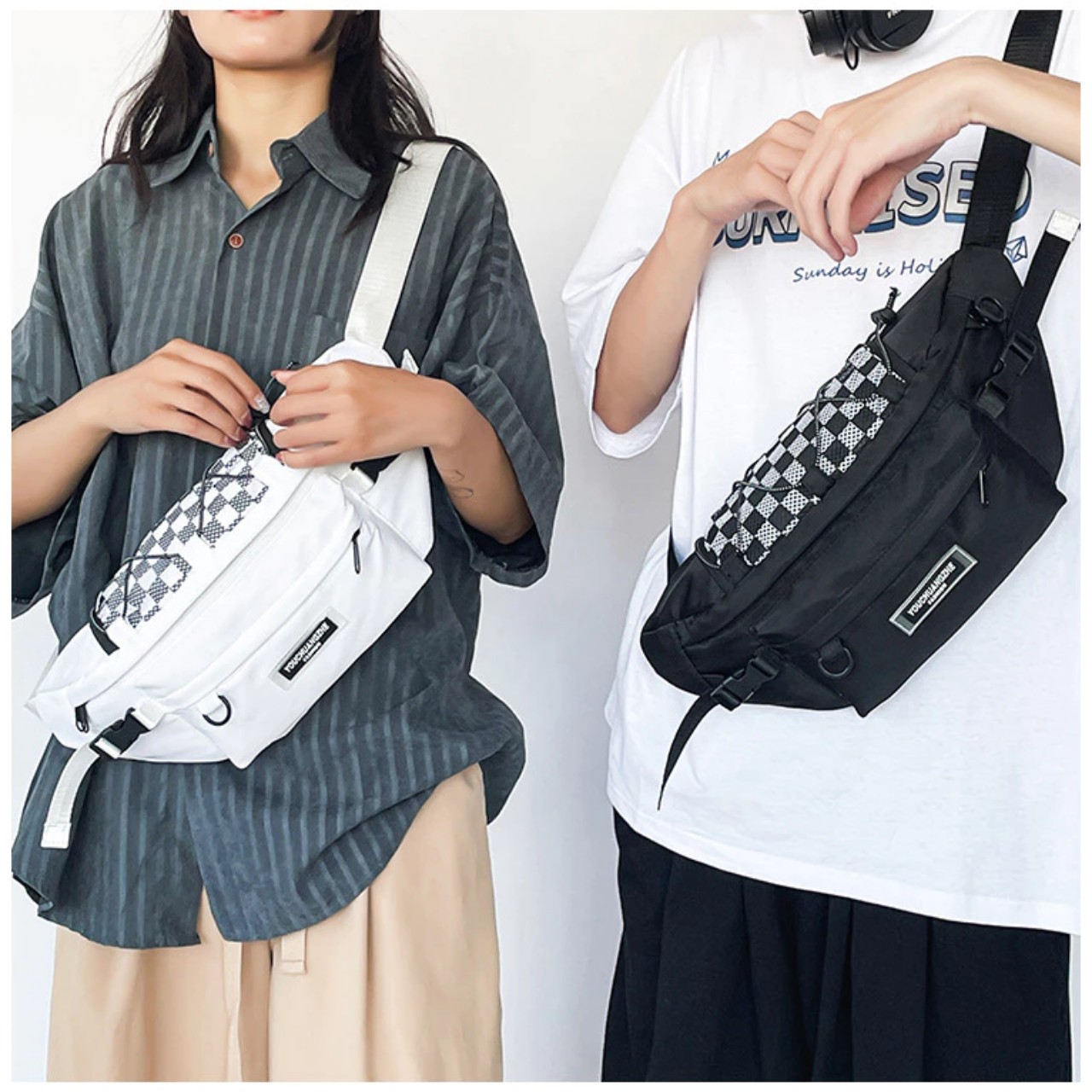 Túi đeo chéo ngực phong cách đường phố, túi đeo chéo unisex bao tử phong cách Hàn Quốc