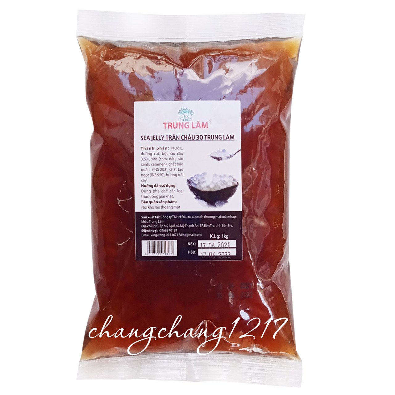 Thạch Ngọc Trai (Trân Châu) 3Q Trung Lâm Caramel Gói 1kg