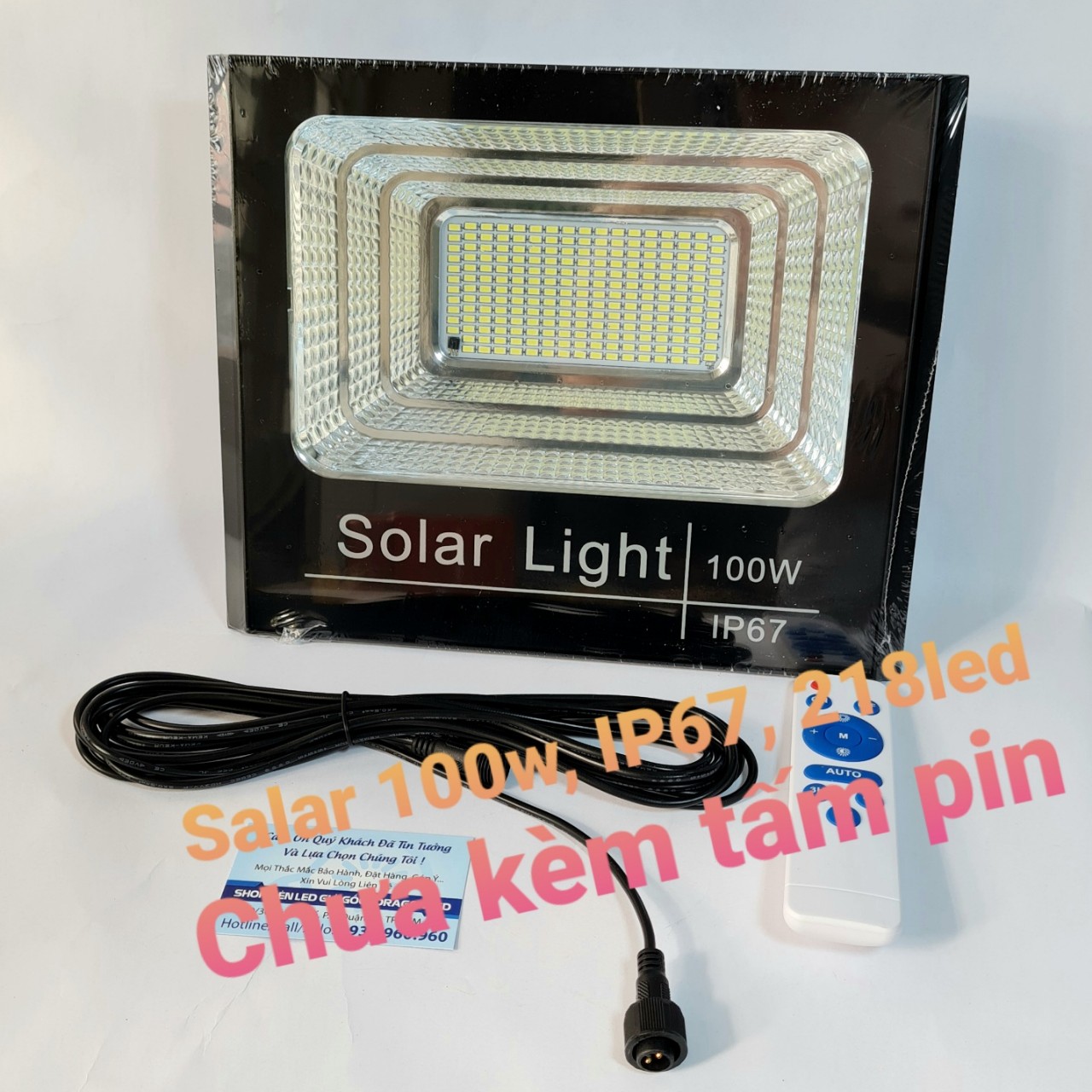KHÔNG KÈM TẤM PIN - Đèn pha led Năng Lượng Mặt Trời công suất 100w có remote, kèm dây nối 4m