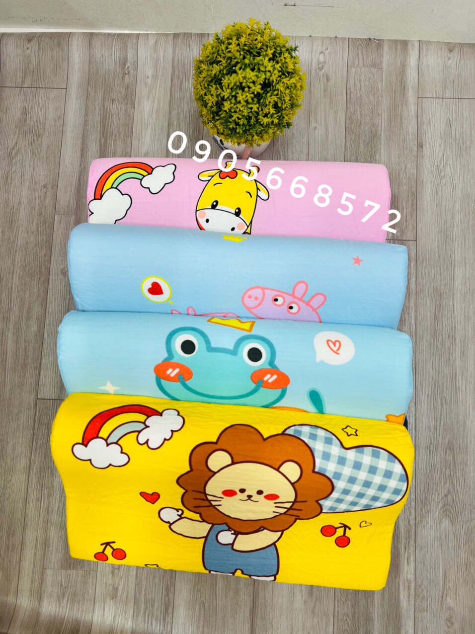 Gối cao su non cho bé từ 2 đến 10 tuổi vỏ gối 100% coton mát thấm hút êm mềm 25*45