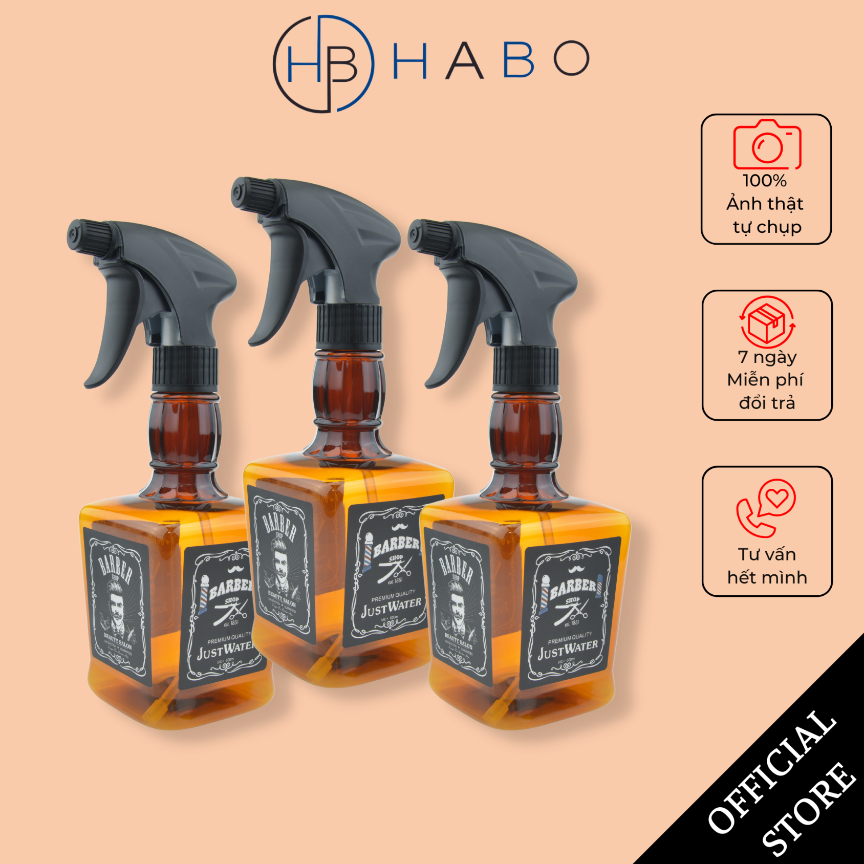 Bình xịt nước cắt tóc, bình xịt barber phun sương, thể tích lớn 600ml, phong cách cổ điển