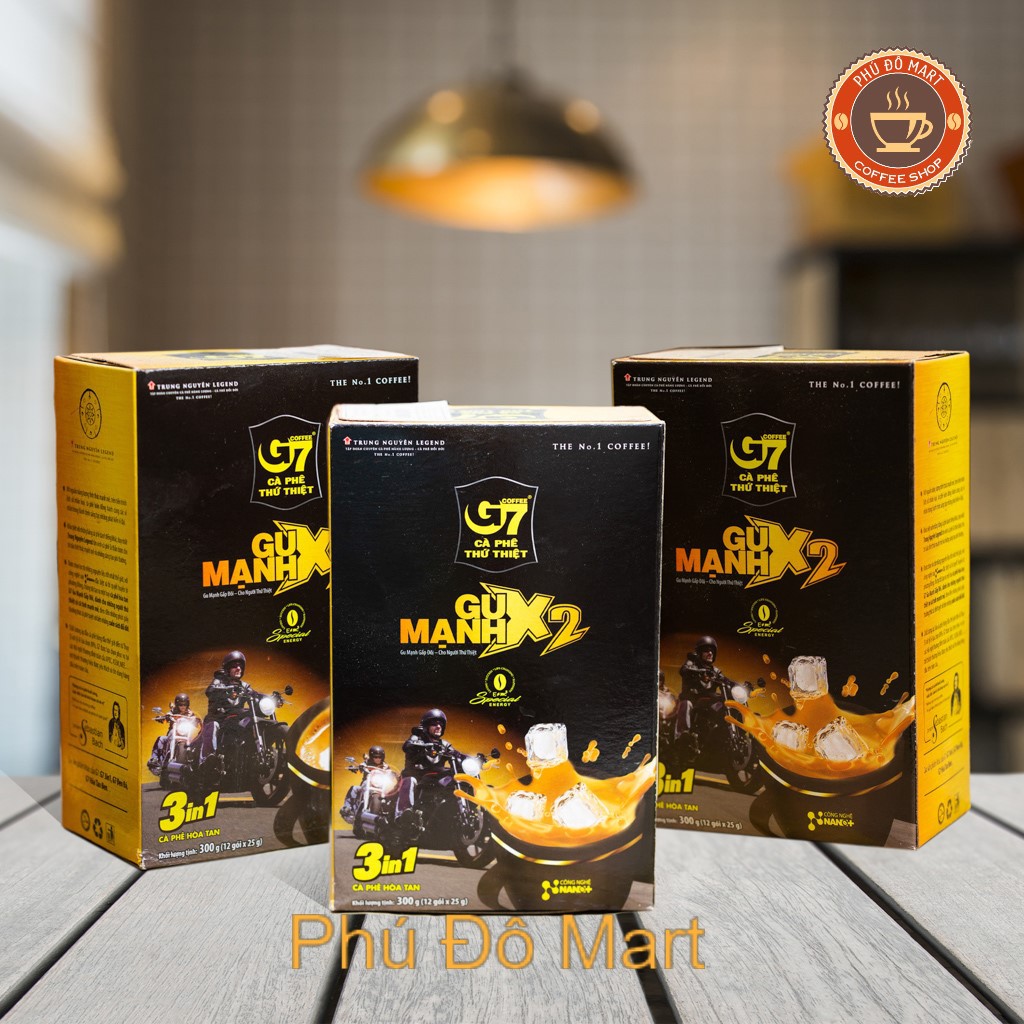 Cà phê hoà tan g7 3in1 gu mạnh x2 - hộp 12 gói 25gr trung nguyên