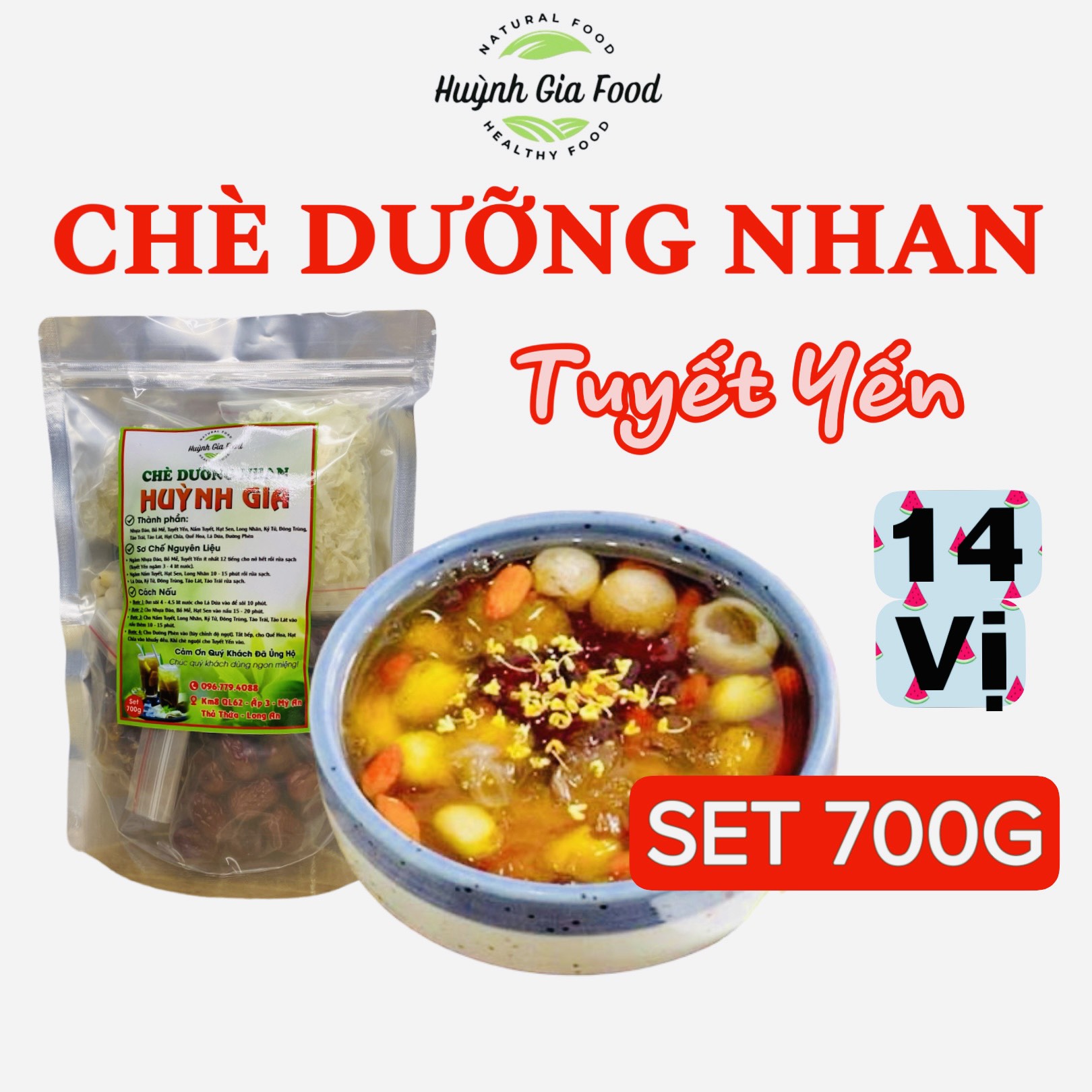  Chè Dưỡng Nhan 14 Vị Thượng Hạng Set 700g Nấu Được 45 - 50 Chén 