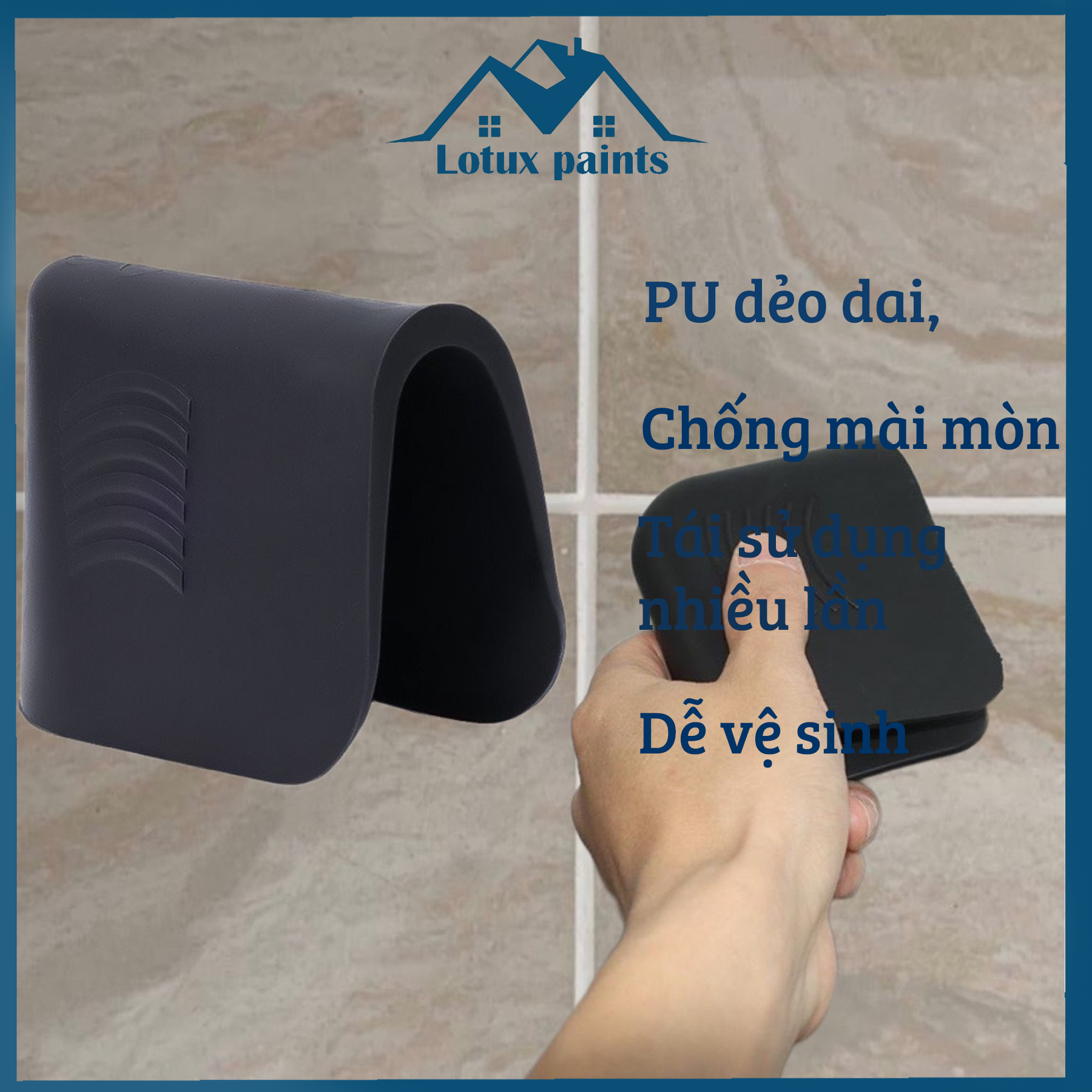 Dụng cụ chà ron gạch bằng PU, miếng trét keo chỉ gạch, chít sơn trám, kẻ keo