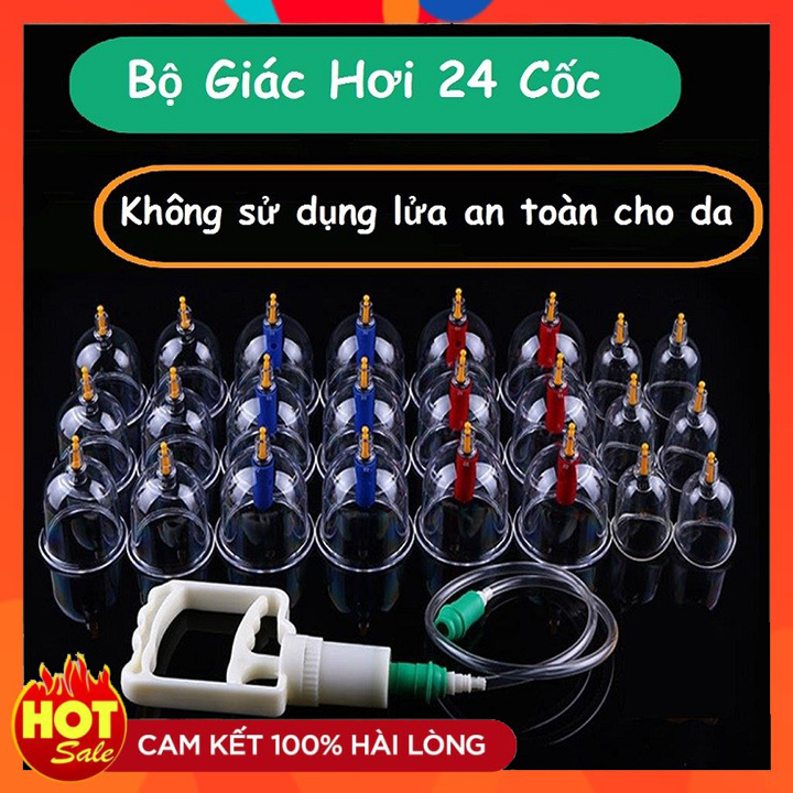 Bộ Giác Hơi Y Học 24 Phụ Kiện Không Dùng Lửa- Giác Hơi An toàn Không Bỏng Rộp ,  Món quà Sức Khỏe Cho Gia Đình , Hàng Chuẩn BẢO HÀNH 1 ĐỔI 1
