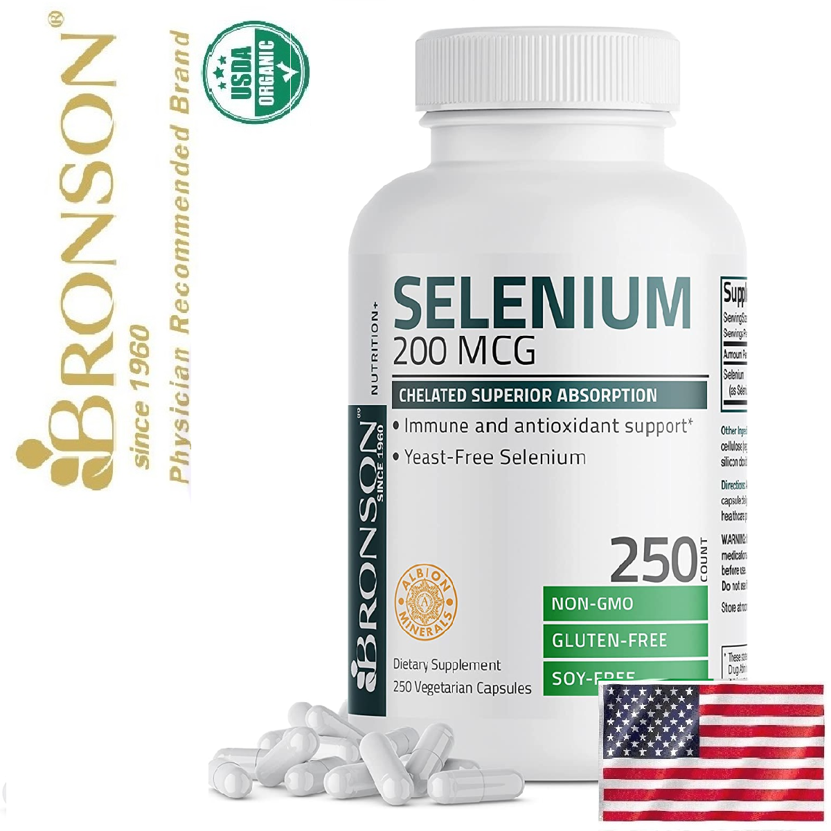 Organic Vitamin Selenium 200mcg - 250 viên Mỹ - Tăng cường hệ miễn dịch