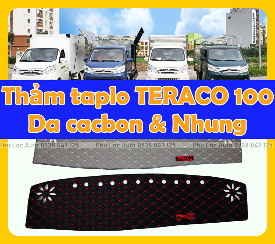 Thảm chống nắng taplo xe tải TERACO 990KG T100 loại nhung và da cacbon cao cấp
