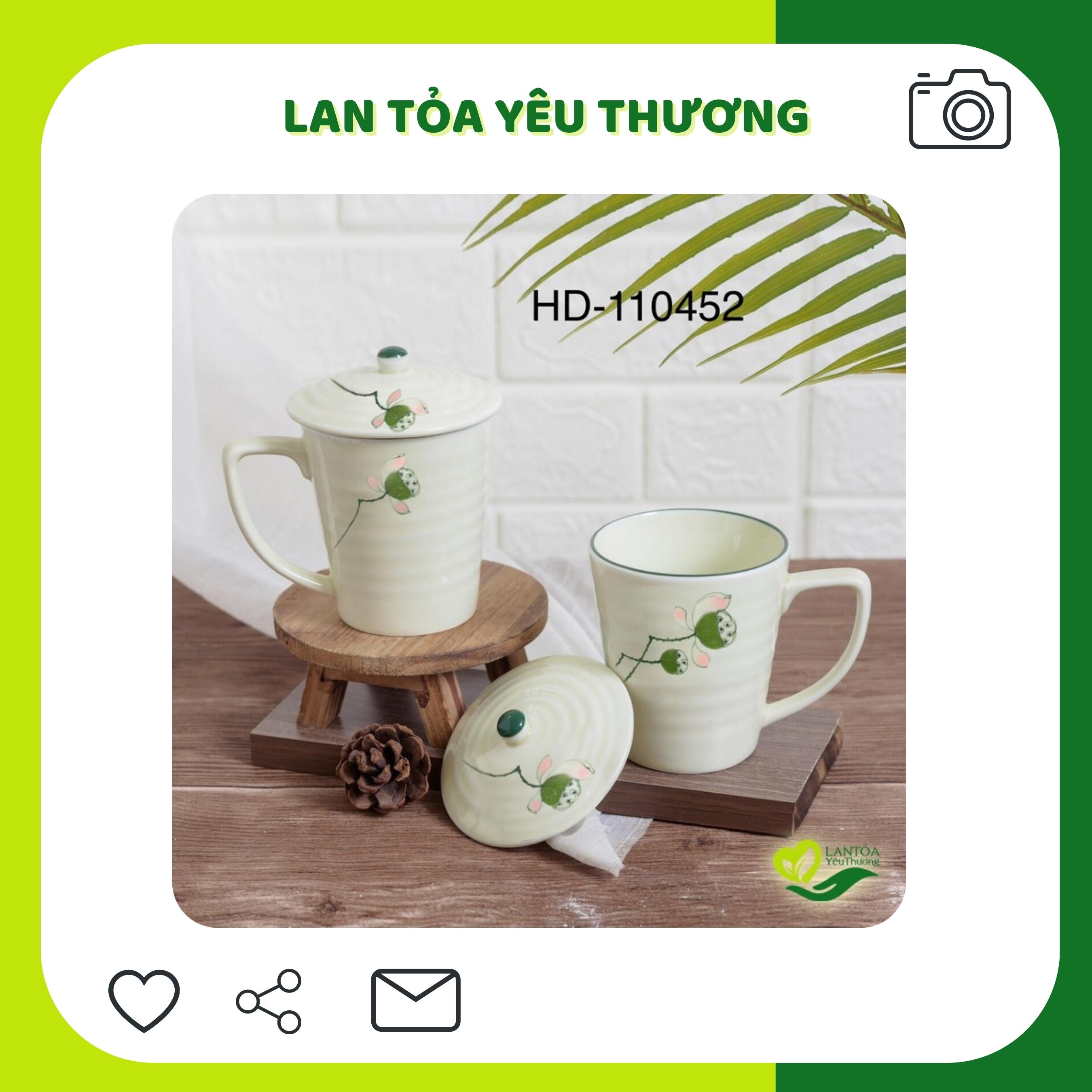Ly sứ đẹp có quai có nắp cao cấp Tâm An