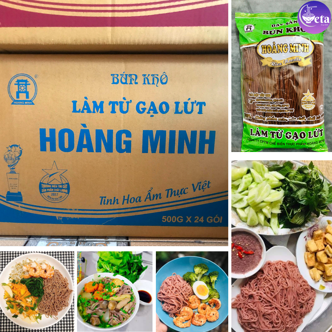 [Bán buôn sỉ] Thùng bún gạo lứt đỏ Hoàng Minh 24 gói (500g/gói) - eatclean, giảm cân - hcm, đồng nai