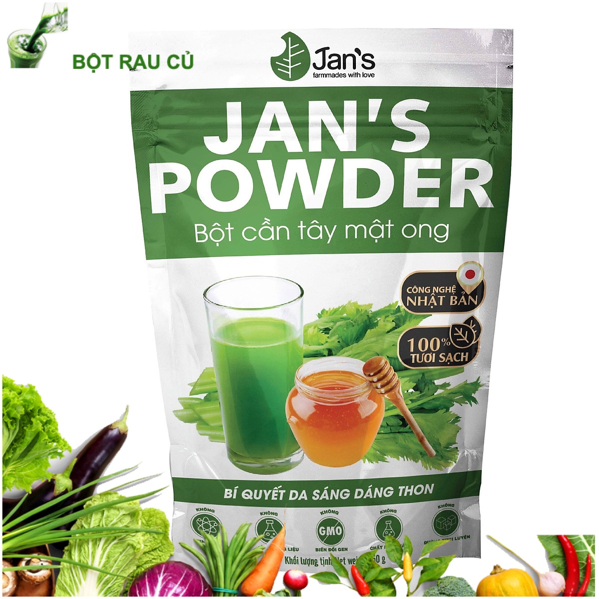 Bột cần tây mật ong sấy lạnh Jan's túi 50g
